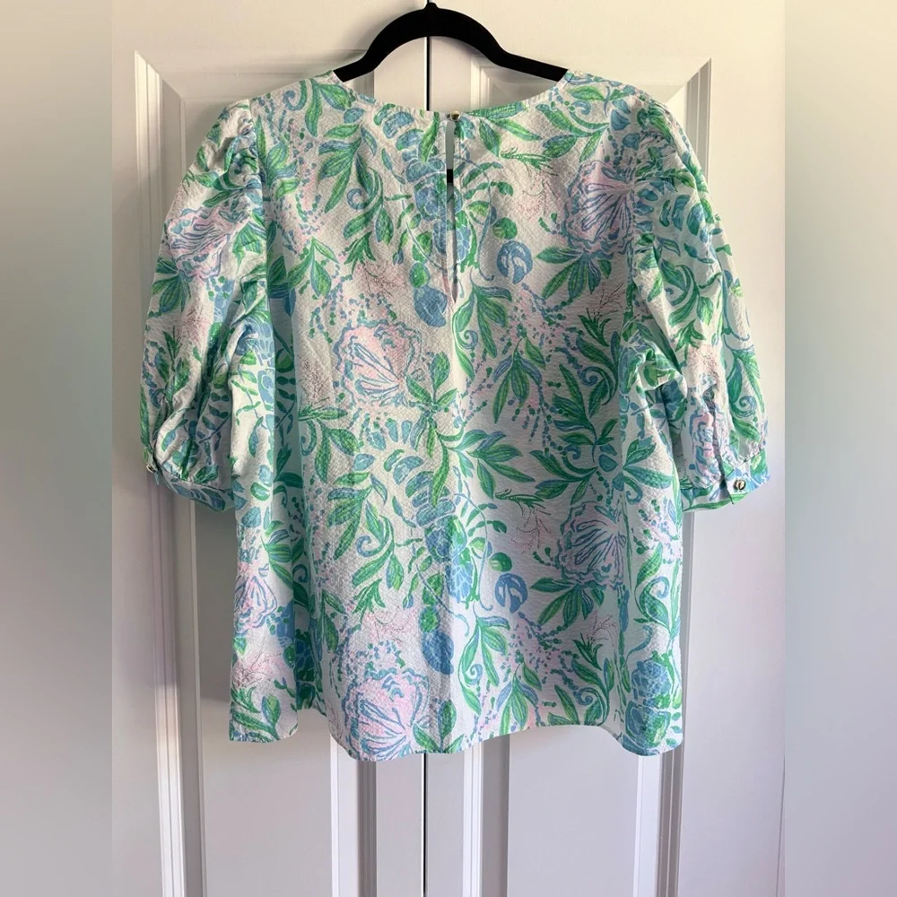 Lilly Pulitzer Masieleigh Women's Size XL Resort White Short Sleeve Shirt NWT - Picture 2 of 3